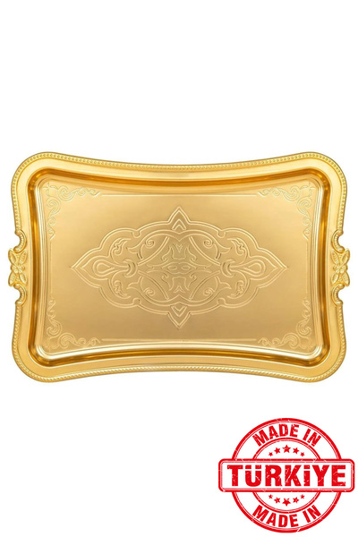 FARİKA 1-person Pattern Metal Tray (GOLD) (Made in Turkey)