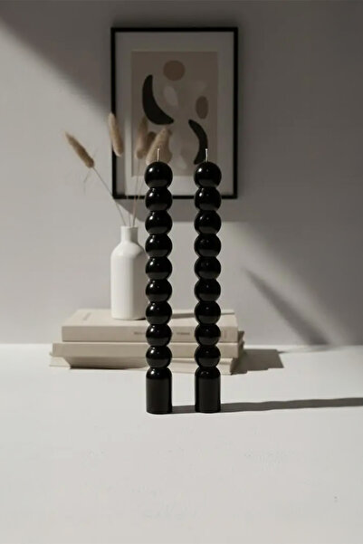 Maison Avf Siyah Bubble Sütun Dekoratif Şamdan Mum