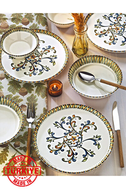 Kitchen Life Baroque Spring 18 Piece 6 Person Porcelain Dinner Set (Made in T...