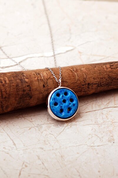 Sümer Telkari Süryani Nazar Boncuğu Rodyumlu Gümüş Kolye 7942