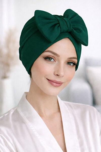 BAV Butik Ayvitrin الزمرد الأخضر القوس المرأة بونيه على الوجهين