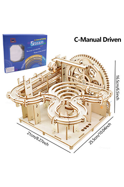 Choice C-Manual Driven Chriyungel 3D Wooden Marble Run Puzzle DIY Building Mo...