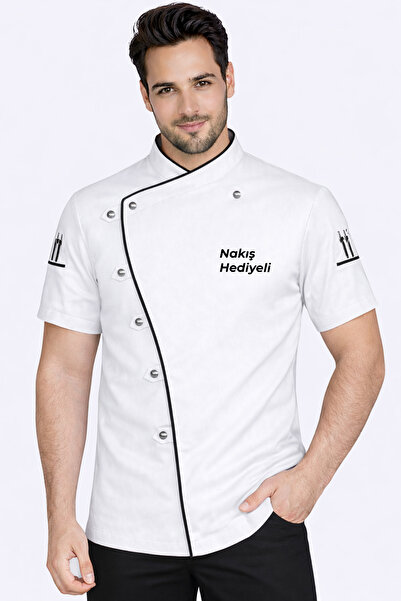 Üniformanya Nume Cadou Haine de bucătar cu mâneci scurte Jachetă de bucătar a...