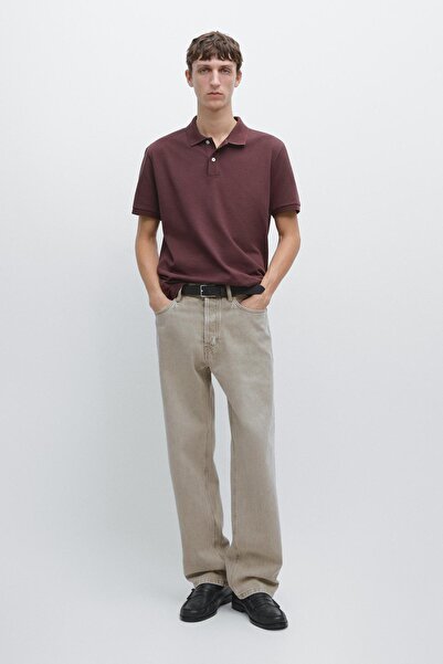 Massimo Dutti Mikro dokulu pamuklu polo yaka t-shirt