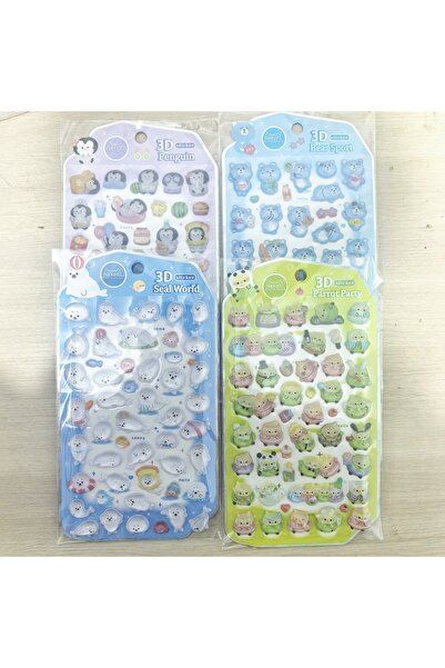 Choice ٤ قطع من ملصقات NEKONI ثلاثية الأبعاد بتصاميم متنوعة، حيوانات، بطريق، ...