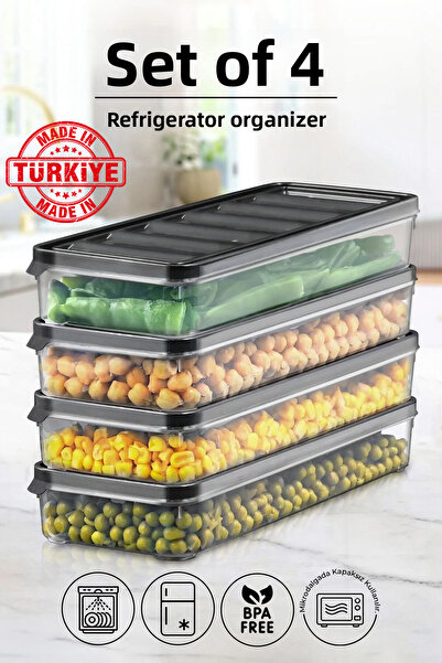 Kitchen Life مجموعة من 4 حاويات تخزين للثلاجة والميكروويف سعة 1000 مل - صندوق...