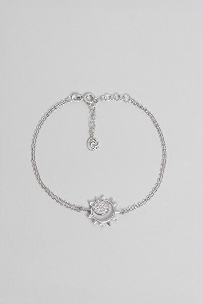 So CHIC... Gün Batımı 18 Ayar Beyaz Altın Kaplama Gümüş 19 Cm Minimal Bileklik