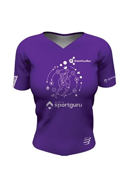 Compressport Tricou alergare dama Share Your Run-Mov/Alb-L