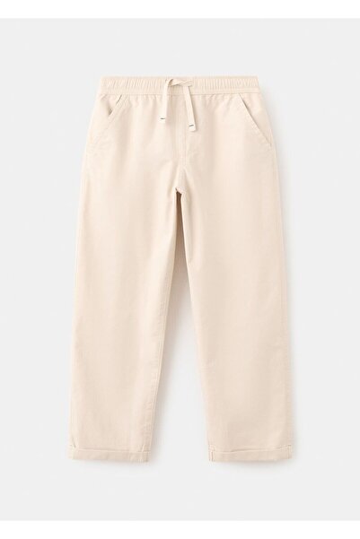 MANGO Kids Düz kesim pamuklu pantolon