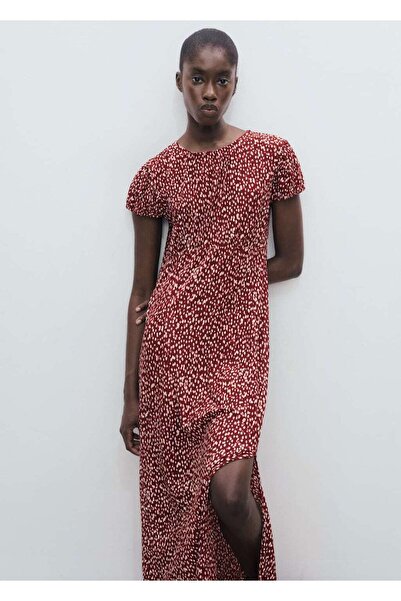 MANGO Woman Yan yırtmaçlı desenli elbise