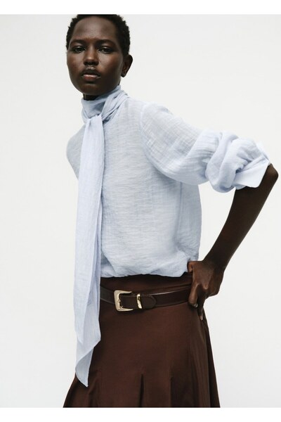 MANGO Woman Fularlı dokulu bluz