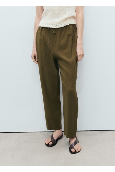 MANGO Woman Bağcıklı dökümlü pantolon