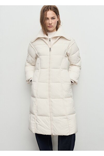 MANGO Woman Dokuma kumaş kapitone anorak