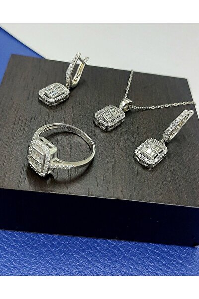 carrot silver 925 Ayar Gümüş 3’lü Baget set-Kolye-Küpe-Yüzük Set