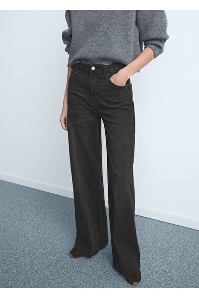 MANGO Woman Yüksek bel wide leg jean pantolon