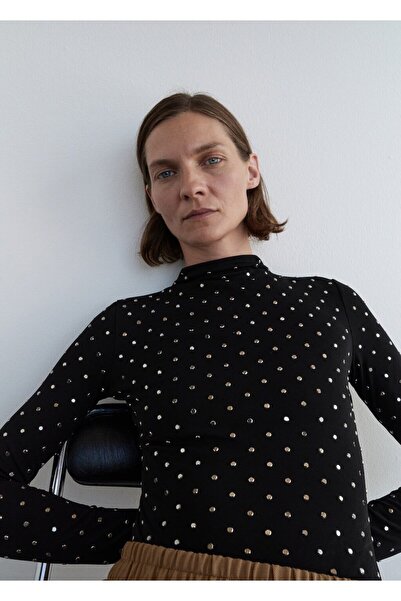 MANGO Woman Uzun kollu kristal işlemeli body