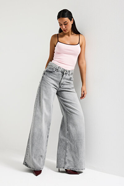 it's basic Дамски сиви дънки Hera 4s5-13 Palazzo Fit, свободна кройка, 100% п...