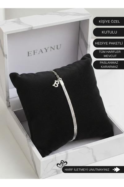 EFAYNU Kişiye Özel Çelik 1 Adet Harfli Bileklik Sevgili Bilekliği, Çift Bilek...