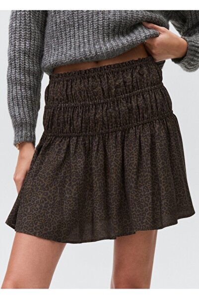 Mango Teen Büzgülü leopar desenli etek