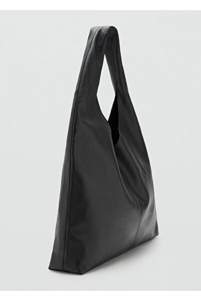 MANGO Woman Deri omuz çantası