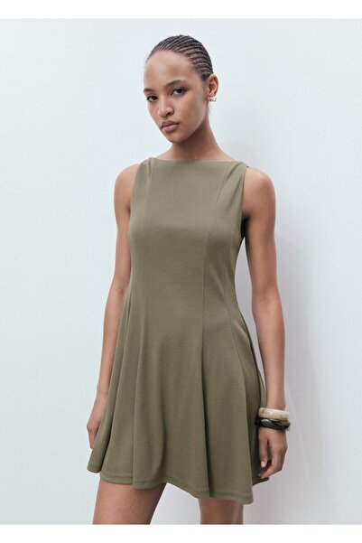 MANGO Woman Pileli evaze elbise