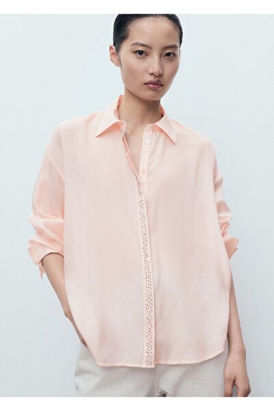 MANGO Woman Modal strass taşlı gömlek