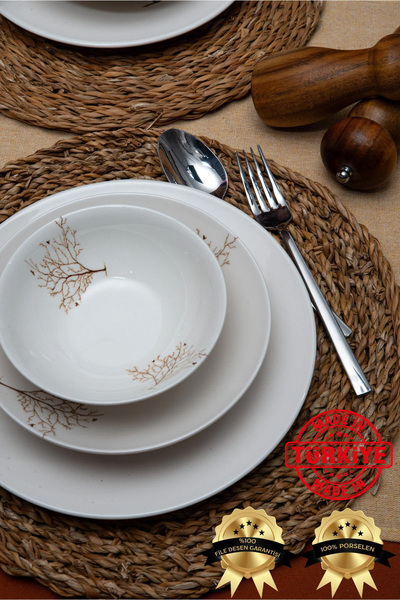 Heda Porselen طقم عشاء بورسلين مكون من 18 قطعة من شجرة الحياة لـ 6 أشخاص