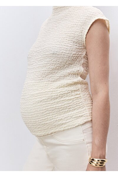 MANGO Woman Krep pamuklu top