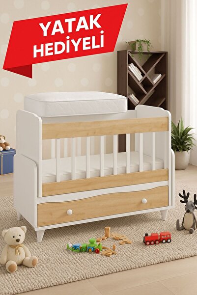 BANANA BABY MODİMOB YATAK HEDİYELİ Meşe Sallanır Sabitlenebilir Anne Yanı Çek...