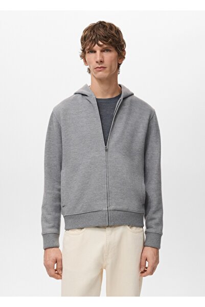 MANGO Man Dokulu kapüşonlu sweatshirt