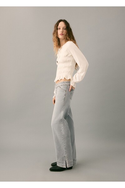 Mango Teen Düşük belli zımbalı jean pantolon