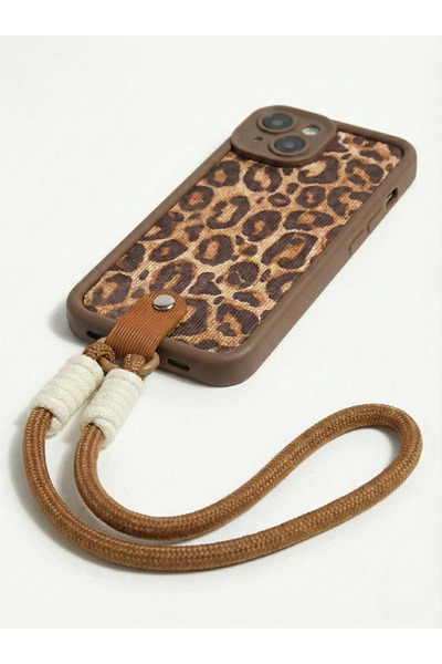 OSG iPhone 13 ve 14 Uyumlu Leopar Desenli Bileklikli Premium Kamera Korumalı ...