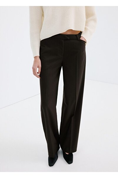 MANGO Woman Orta bel pileli wide leg pantolon