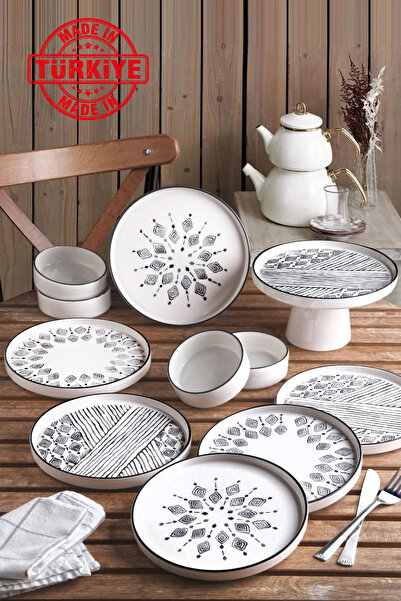 Kitchen Life طقم إفطار عرقي قابل للتكديس مكون من 11 قطعة لستة أشخاص مع طبق تق...