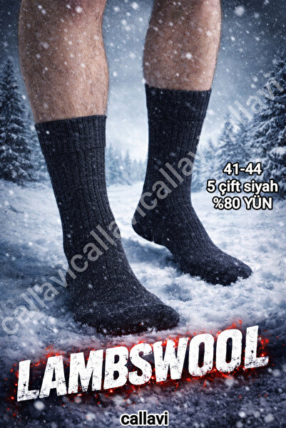 CALLAVI Erkek Kışlık Yün Lambswool Termal Çorap 5 Çift