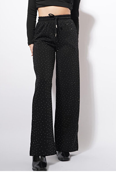 FEVİLLE Γυναικείο Μαύρο Παντελόνι Φόρμας Μοντάλ FABRIC Stone