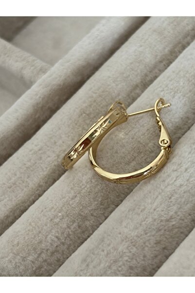 Butik XUping 14K Desenli Halka Küpe 1.6 cm