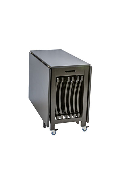 wline MASA PLIANTA CU 6 SCAUNE NEGRU