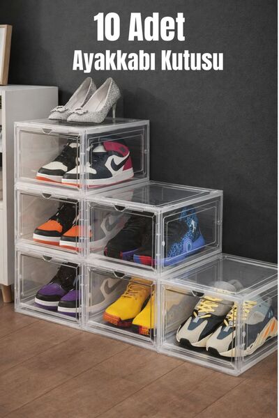 Bambus Şeffaf 10lu Çok Amaçlı Ayakkabı ve Düzenleme Kutusu – Modüler Saklama ...