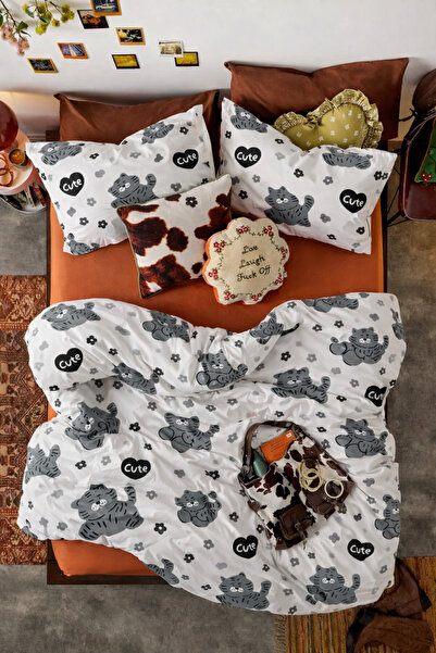 İQON Double Duvet Cover Set Cute White Setçi̇ft