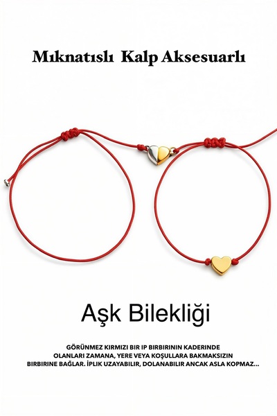 Gift Sellection Aşk Bilekliği Ikili , Kırmızı Ip Çift Bileklik, Sevgililer Gü...