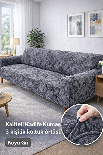 etleshome Kadife Koltuk Örtüsü 3'lü Kanepe Kılıfı Koltuk Kılıfı,leke Tutmaz