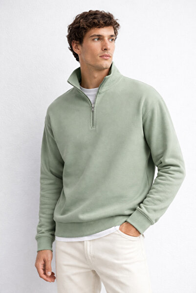 pamuna yarım fermuar sweat