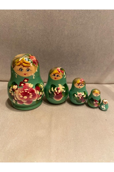 LüksAksesuar 5`li Küçük Boy Rus Matruşka Bebek Rusya Ahşap Bebekler Matrhuska