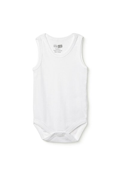 ebebek Hello Baby HelloBaby Unisex Beyaz Body Çıtçıtlı Bisiklet Yaka Atlet Ko...