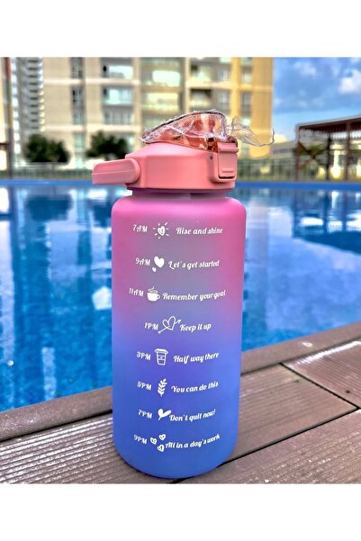 cosmoshome زجاجة مياه تحفيزية سعة 2 لتر مع ملصق وزجاجة مياه بماصة