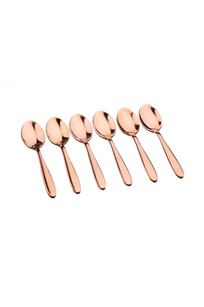 BJORN Set of 6 KAJA coffee spoons, stainless steel, rounded shapes, shiny copper