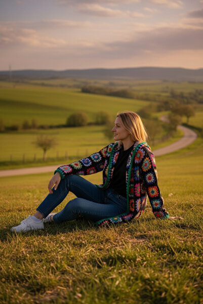 El örgüsü Yadicrochetorgu Motifli Hırka