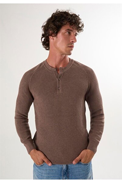 Felix Hardy Crew Neck Buttoned Sweater - Brown