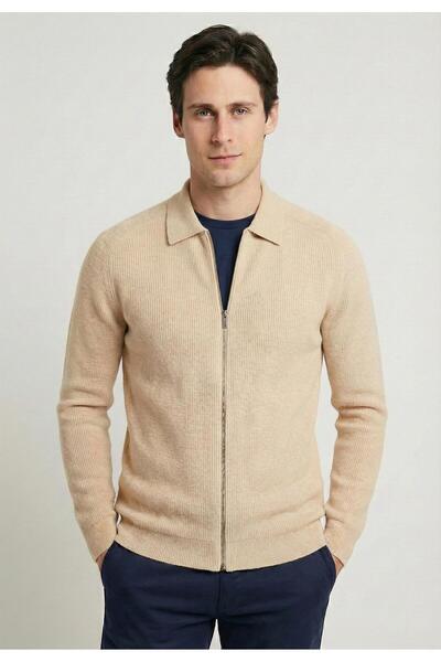 Felix Hardy كارديجان تريكو بسحاب كامل - بيج